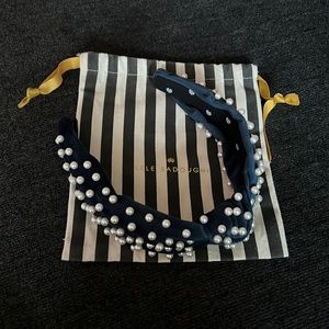 Lele Sadoughi Navy Pearl Headband